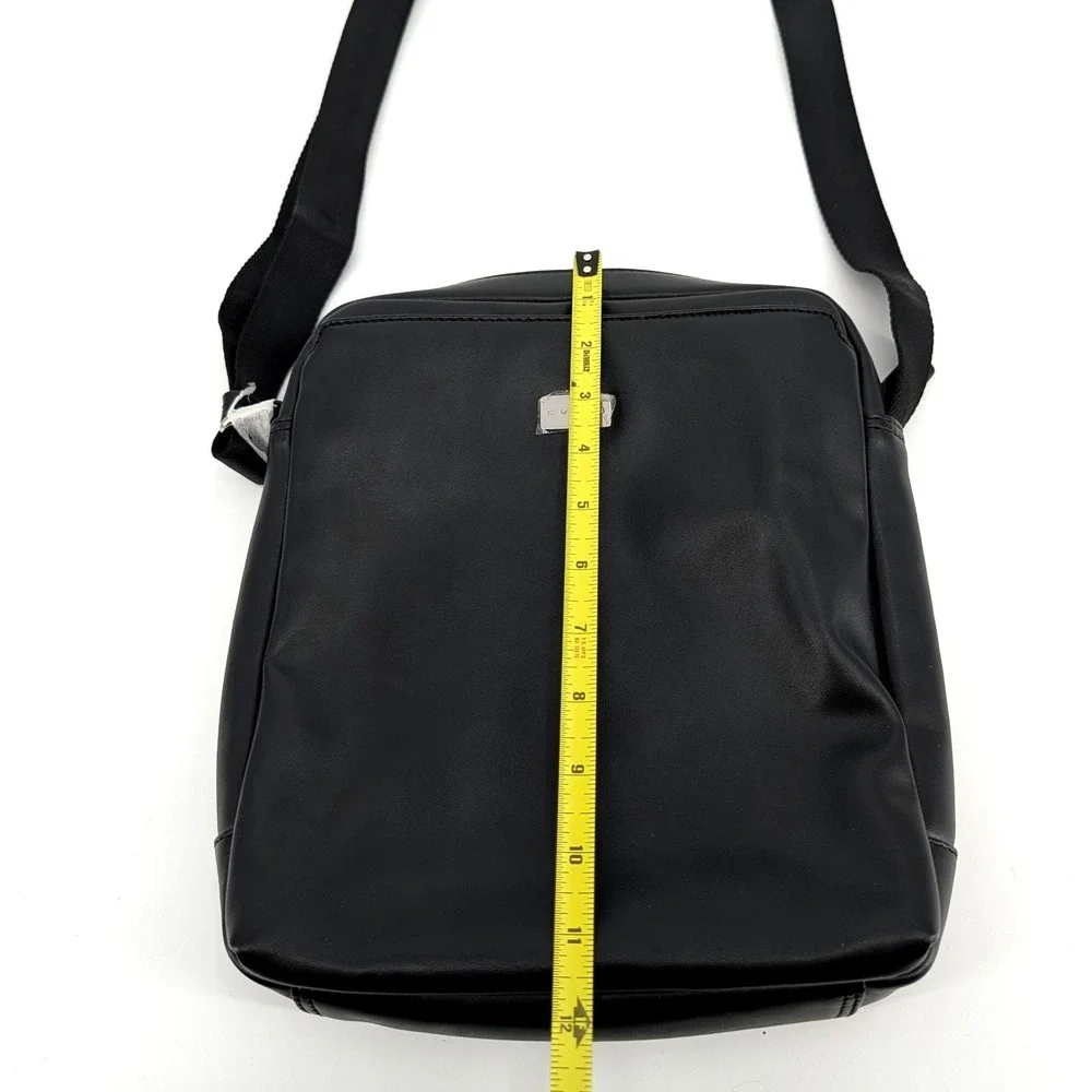 Cross Black Leather Crossbody Bag Messenger Adjustable Strap Silver Logo NWOT